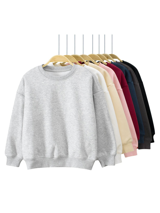 Arrival Baby Kids Plain Solid Color Crew Neck Long Sleeves Warm Cozy